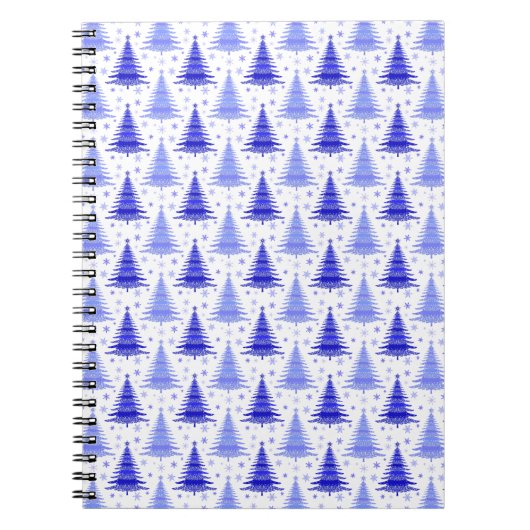 Weihnachtsbaum Blue Periwinkle Muster Design Notizblock (Vorderseite)
