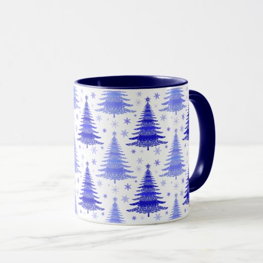 Weihnachtsbaum Blue Periwinkle Muster Design Tasse (VorderseiteRechts)
