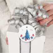 Weihnachtsbaum Blue Red Watercolor Geschenke Geschenkanhänger