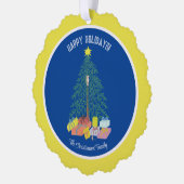 Weihnachtsbaum Blue & Yellow Paper Ornament Card Karte (Links)
