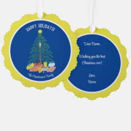 Weihnachtsbaum Blue & Yellow Paper Ornament Card Karte
