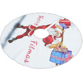 Weihnachtsbaum-Bodybuilder Weihnachtsmann gibt Ges Polyester Weihnachtsbaumdecke (Schrägansicht)