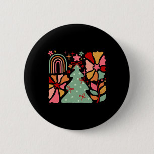 Weihnachtsbaum Boho Blume Art Xmas Familie Männer Button