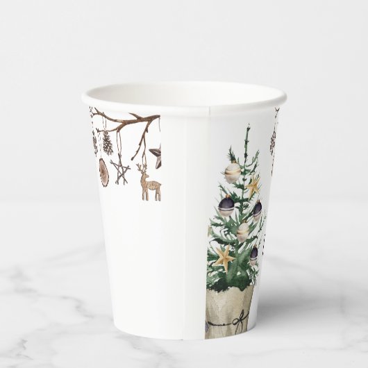 Weihnachtsbaum | Boho Winter Brautparty Pappbecher (Rechts)