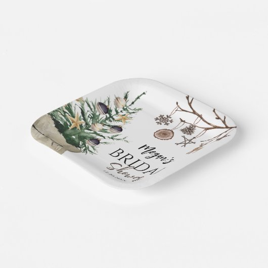 Weihnachtsbaum | Boho Winter Brautparty Pappteller (Gewinkelt)