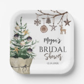 Weihnachtsbaum | Boho Winter Brautparty Pappteller (Vorderseite)