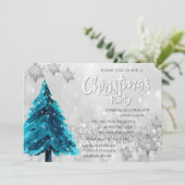 Weihnachtsbaum Bokeh CorporateWeihnachts-Party Einladung (Stehend Vorderseite)