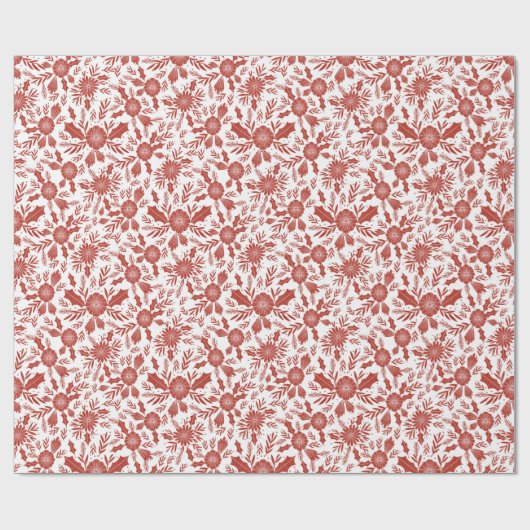 Weihnachtsbaum Botanisch Rot Geschenkpapier (Flach)