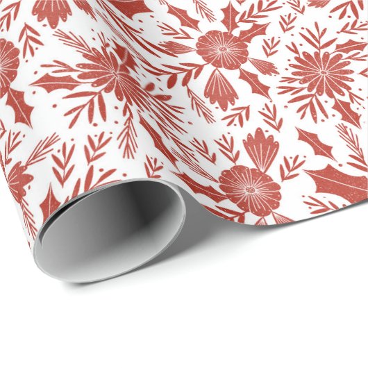 Weihnachtsbaum Botanisch Rot Geschenkpapier (Rolleneckpunkt)