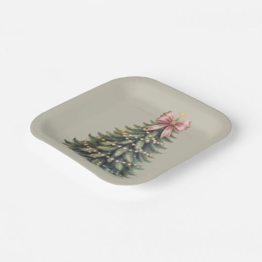 Weihnachtsbaum Bow Coquette Xmas Pappteller (Gewinkelt)