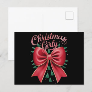 Weihnachtsbaum Bow Girly Ästhetische Weihnachtsfei Feiertagspostkarte