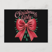 Weihnachtsbaum Bow Girly Ästhetische Weihnachtsfei Feiertagspostkarte (Vorderseite)