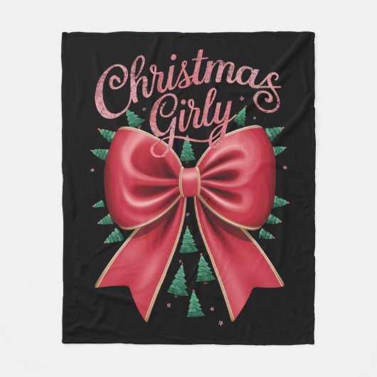 Weihnachtsbaum Bow Girly Ästhetische Weihnachtsfei Fleecedecke (Vorderseite)