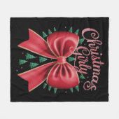 Weihnachtsbaum Bow Girly Ästhetische Weihnachtsfei Fleecedecke (Vorderseite (Horizontal))