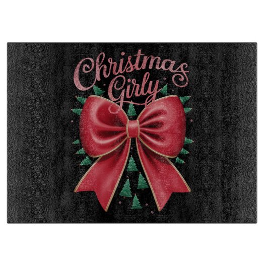 Weihnachtsbaum Bow Girly Ästhetische Weihnachtsfei Schneidebrett (Vorderseite)