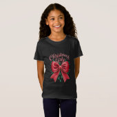 Weihnachtsbaum Bow Girly Ästhetische Weihnachtsfei T-Shirt (Vorne ganz)