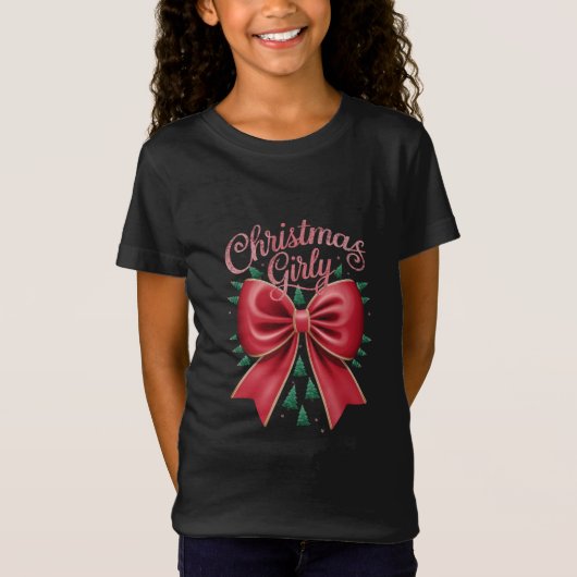 Weihnachtsbaum Bow Girly Ästhetische Weihnachtsfei T-Shirt (Vorderseite)