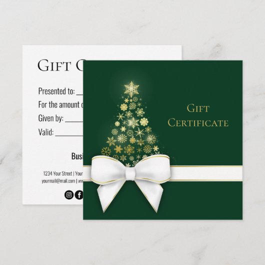 Weihnachtsbaum Bow Gold Schneeflocken Grüne Gesche (Vorne/Hinten)