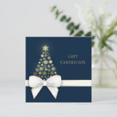 Weihnachtsbaum Bow Gold Snowflakes Blue Geschenkka (Stehend Vorderseite)