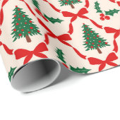 Weihnachtsbaum & Bow Muster Wrapping Paper Roll Geschenkpapier (Rolleneckpunkt)