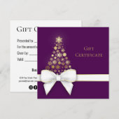 Weihnachtsbaum Bow Schneeflocken Lila Geschenkkart (Vorne/Hinten)