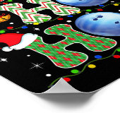 Weihnachtsbaum Bowling Ho Ho Ho Santa Lights Xmas Poster (Ecke)