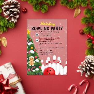 Weihnachtsbaum Bowling-Party Acryleinladungen