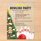 Weihnachtsbaum Bowling-Party Acryleinladungen (Vorderseite)