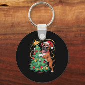 Weihnachtsbaum Boxer Dog Sungles Schlüsselanhänger (Vorderseite)