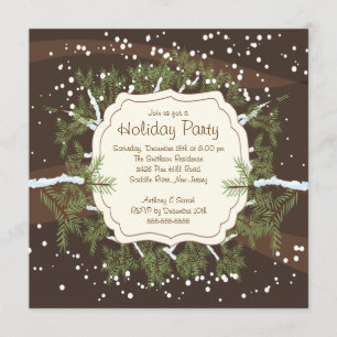 Weihnachtsbaum-Branch-Schneeflocken-Feier Einladung