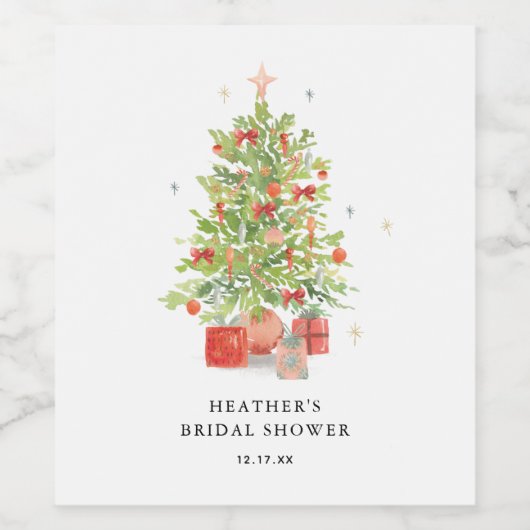 Weihnachtsbaum-Brautparty-Favoriten Weinetikett (Einzelnes Label)