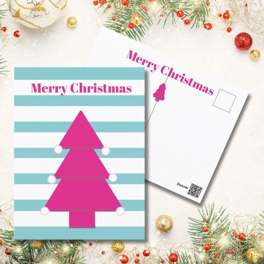 Weihnachtsbaum Bright Pink Begrüßung PostCard Postkarte