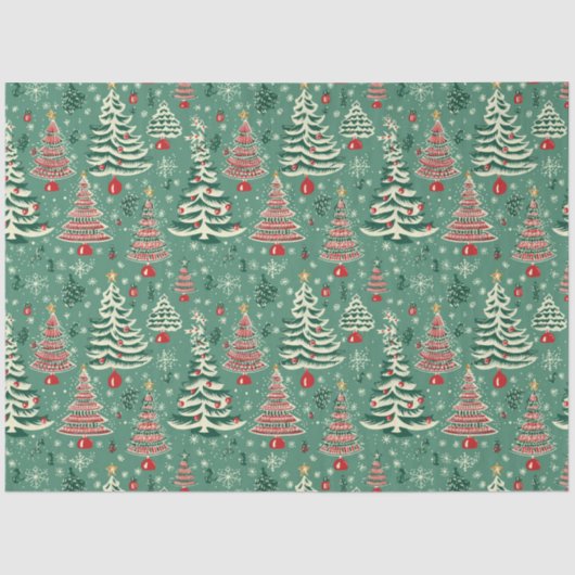 Weihnachtsbaum Broadtuch: Rot & Grün Weihnachten Seidenpapier (Vorderseite)