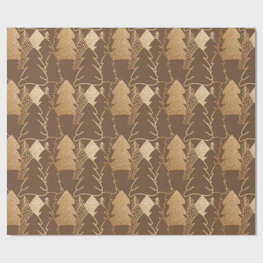 Weihnachtsbaum Bronze Gold Extravaganter Glitzer H Geschenkpapier (Flach)