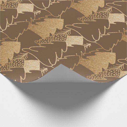 Weihnachtsbaum Bronze Gold Extravaganter Glitzer H Geschenkpapier (Ecke)