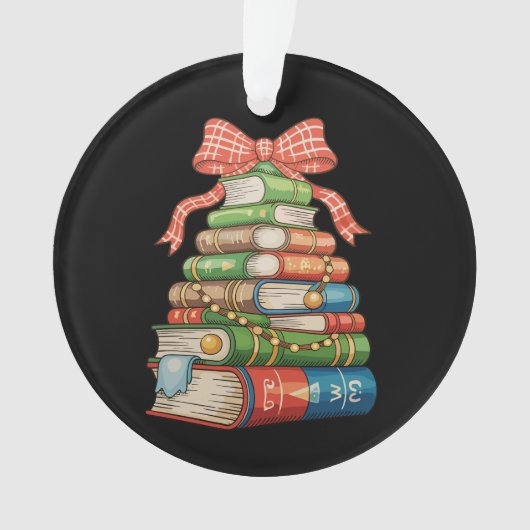 Weihnachtsbaum Bücher Bow Leseliebhaber Bibliothek Ornament (Vorderseite)