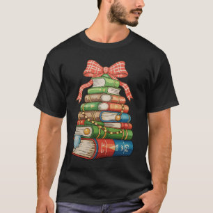Weihnachtsbaum Bücher Bow Lesen Bibliothekar Lehre T-Shirt