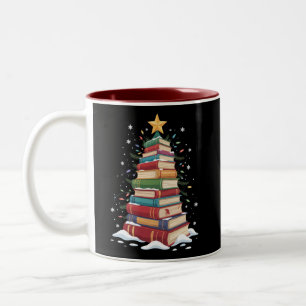 Weihnachtsbaum Buchliebhaber Lehrer Bibliothekar B Zweifarbige Tasse