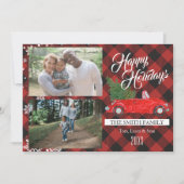 Weihnachtsbaum Buffalo Kariertes Foto Weihnachtska Einladung (Vorderseite)