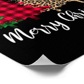Weihnachtsbaum Büffel Kariert Rot Grün Leopard Xma Poster (Ecke)