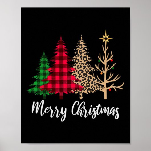 Weihnachtsbaum Büffel Kariert Rot Grün Leopard Xma Poster (Vorne)