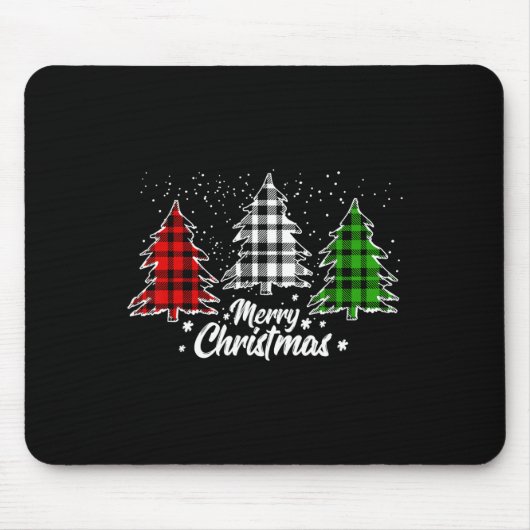 Weihnachtsbaum Büffel Karo Rot Weiß Grün Xmas Mousepad (Vorne)