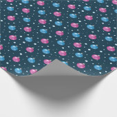 Weihnachtsbaum Bulbs Muster Pink Blau Geschenkpapier (Ecke)