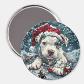 Weihnachtsbaum Bull Santa Puppy Magnet (Vorderseite/Rückseite)