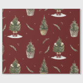 Weihnachtsbaum Burgundy Funny Wrapping Paper Geschenkpapier (Flach)