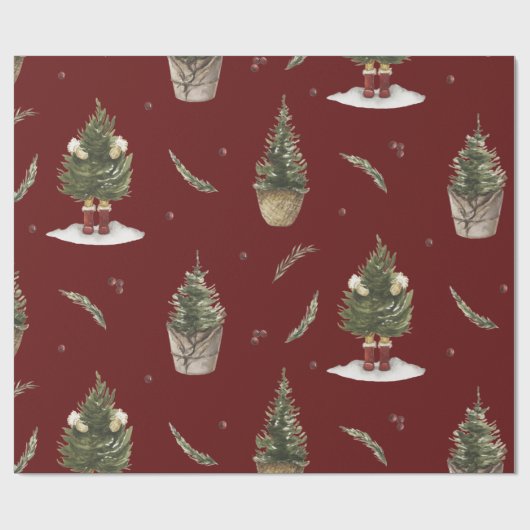 Weihnachtsbaum Burgundy Funny Wrapping Paper Geschenkpapier (Flach)