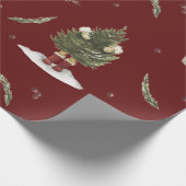 Weihnachtsbaum Burgundy Funny Wrapping Paper Geschenkpapier (Ecke)