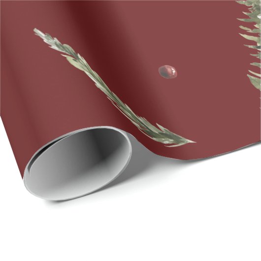 Weihnachtsbaum Burgundy Funny Wrapping Paper Geschenkpapier (Rolleneckpunkt)
