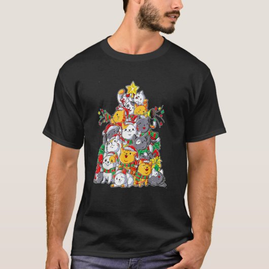 Weihnachtsbaum Ca Fröhliche Katmas T-Shirt (Vorderseite)