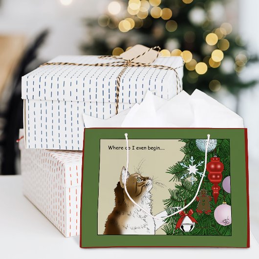 Weihnachtsbaum Calico Cat Ornaments Funny Große Geschenktüte